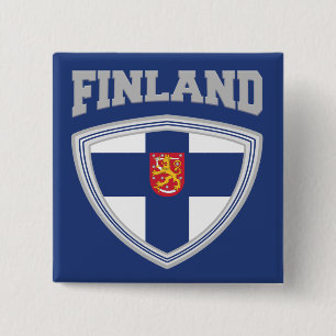 Finland Flag Shield & Emblem 15 Cm Square Badge