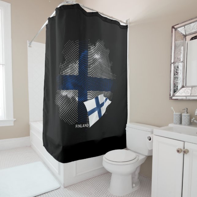 Finland flag shower curtain (In Situ)