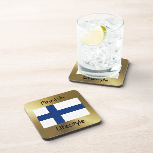 Finland Flag+Text Coaster