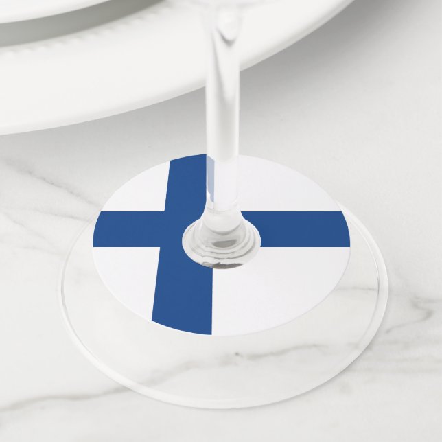 Finland flag wine glass tag (Close Up)