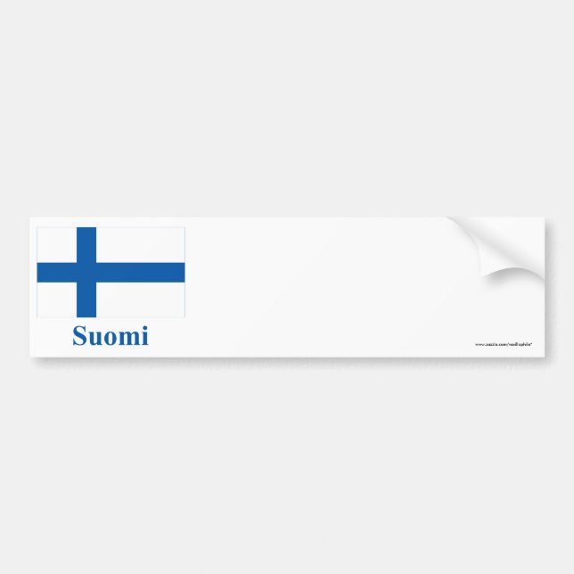 Finland Flag with Name in Finnish Bumper Sticker (Front)