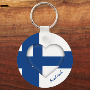 Finland & Heart, Finnish Flag fashion / sport Key Ring