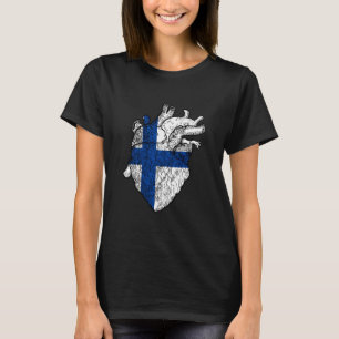 Finland Heart Finnish Roots Patriotic Finnish Prid T-Shirt