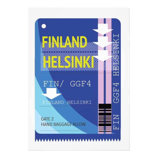 Finland Helsinki travel ticket Photo Print (Front)