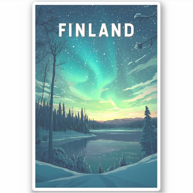 Finland Illustration Travel Art Vintage (Front)