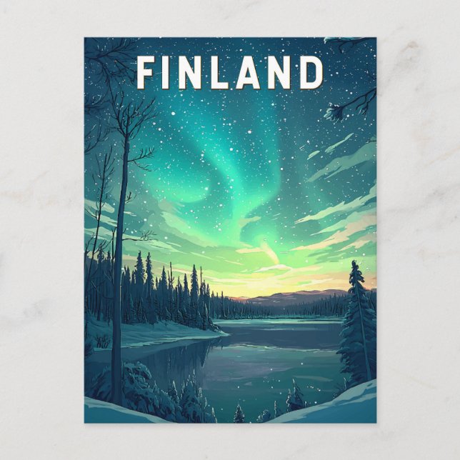 Finland Illustration Travel Art Vintage Postcard (Front)