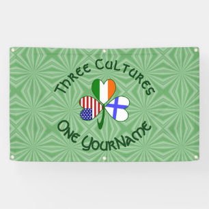 Finland Ireland USA Shamrock Flag Personalised Banner