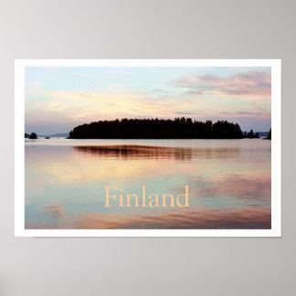 Finland (Island Sunset) Poster with Text