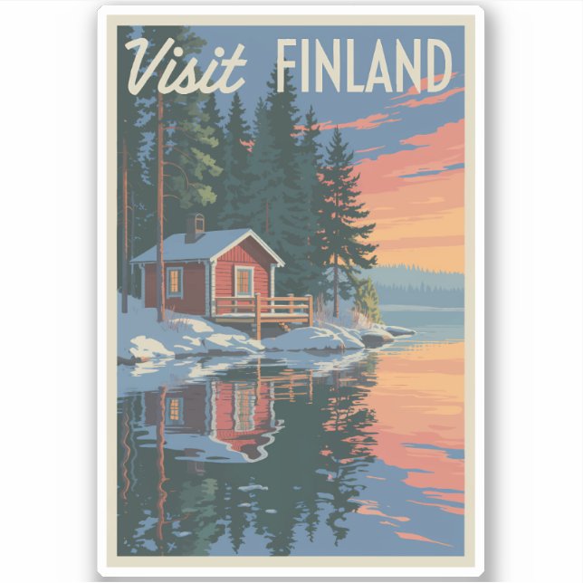 Finland Lake Travel Art Vintage (Front)