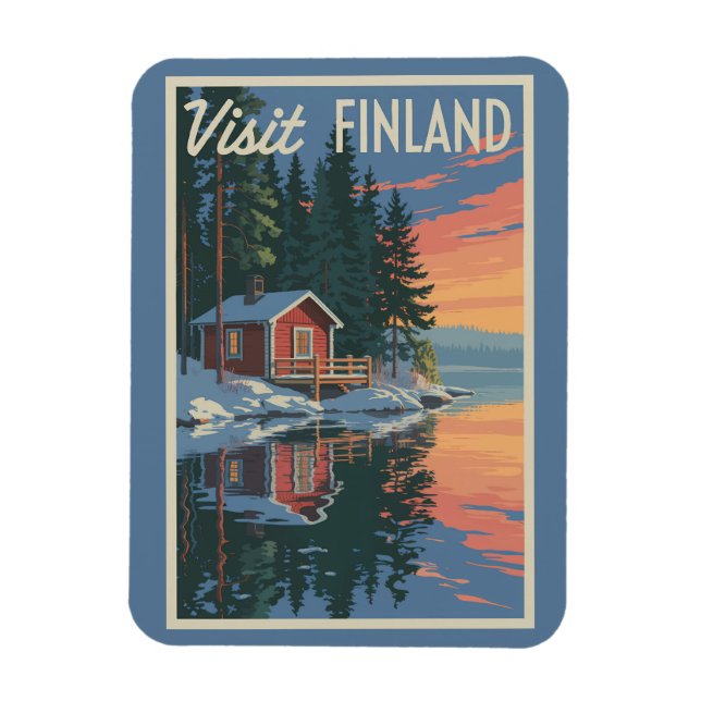 Finland Lake Travel Art Vintage Magnet (Vertical)
