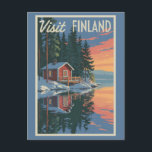 Finland Lake Travel Art Vintage Postcard<br><div class="desc">Finland retro vector travel design. From vibrant Helsinki to the snowy magic of Lapland,  Finland offers a peaceful yet adventurous escape into the heart of Scandinavia.</div>
