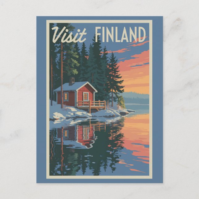Finland Lake Travel Art Vintage Postcard (Front)