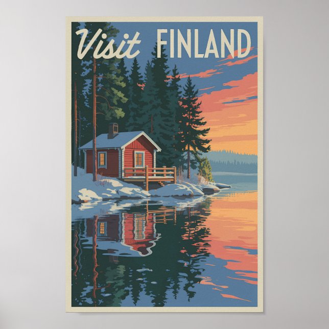 Finland Lake Travel Art Vintage Poster (Front)
