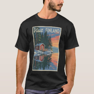 Finland Lake Travel Art Vintage T-Shirt