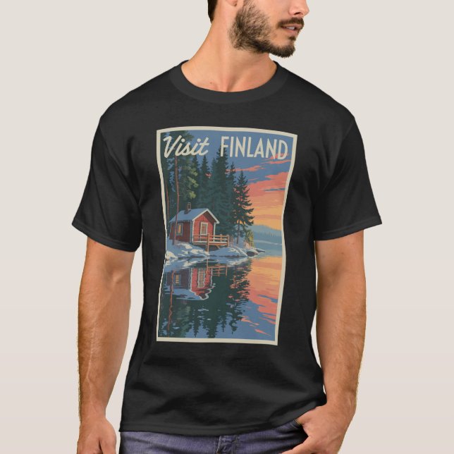 Finland Lake Travel Art Vintage T-Shirt (Front)