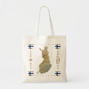 Finland Map + Flags Bag
