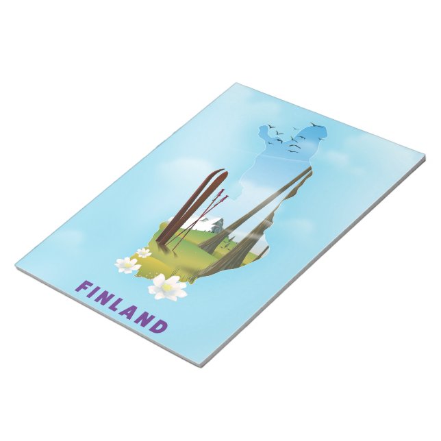 Finland map Illustrated travel poster Notepad (Angled)