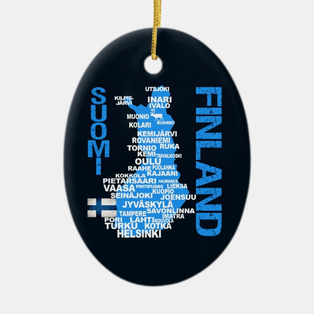 FINLAND MAP ornament - customisable (Front)