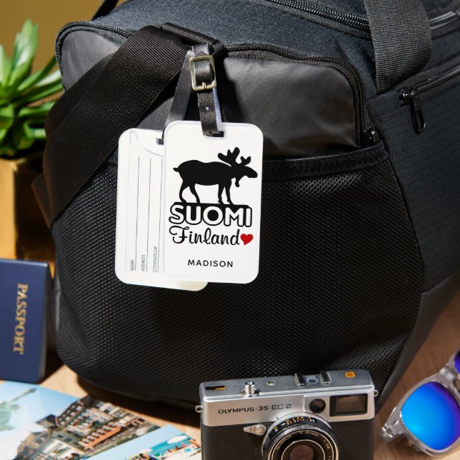 Finland Moose custom name Luggage Tag (Front & Back)