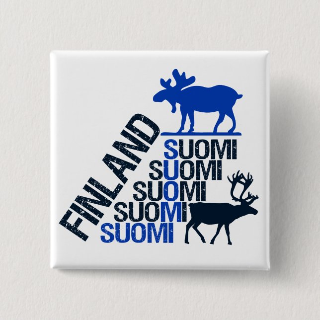 Finland Moose & Reindeer button (Front)