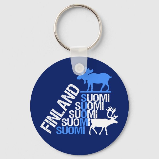 Finland Moose & Reindeer key chain (Front)