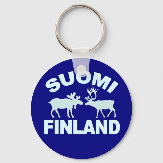 Finland Moose & Reindeer keychain (Front)