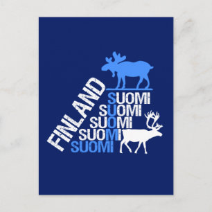 Finland Moose & Reindeer postcard - customise