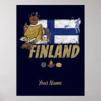 Finland moose vintage flag and tent souvenir