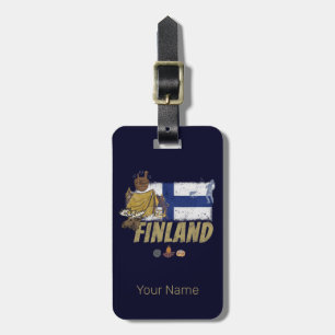 Finland Moose Vintage Flag Tent Retro Souvenir Luggage Tag