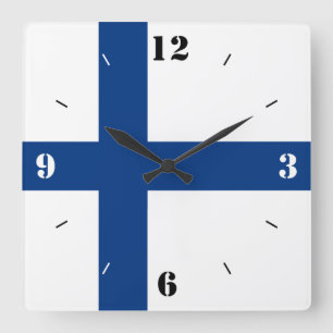 Finland National Flag Patriotic Square Wall Clock