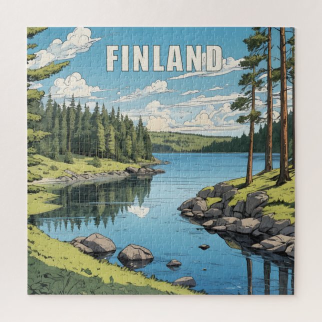 Finland Nature Illustration Jigsaw Puzzle (Vertical)