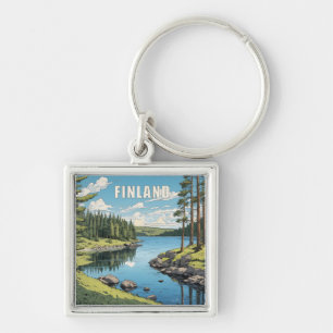 Finland Nature Illustration Key Ring