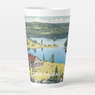 Finland Nature Illustration Latte Mug