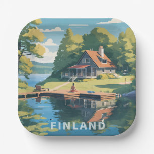 Finland Nature Illustration Paper Plate