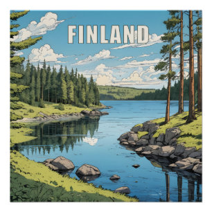 Finland Nature Illustration Poster