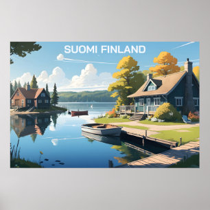 Finland Nature Illustration Poster