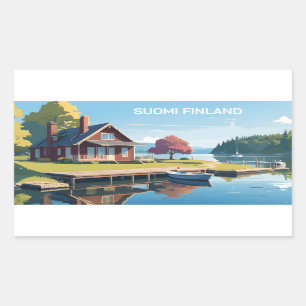 Finland Nature Illustration Rectangular Sticker