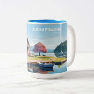 Finland Nature Illustration Two-Tone Coffee Mug