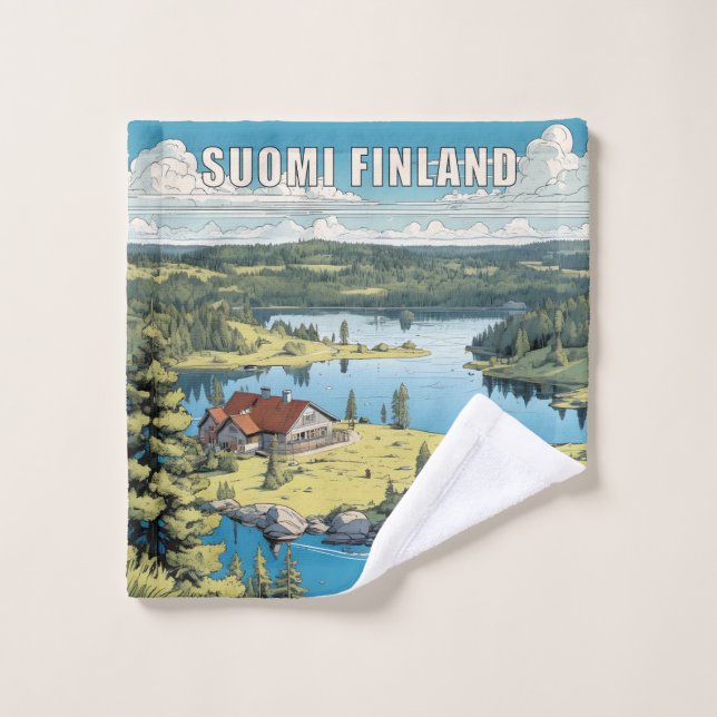 Finland Nature Illustration Wash Cloth (Wash Cloth)