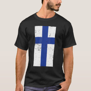 Finland Northern Europe Helsinki Distressed Flag T-Shirt