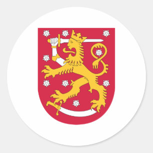 Finland Official Coat Of Arms Heraldry Symbol Classic Round Sticker