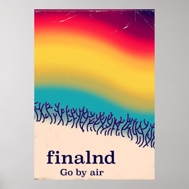 Finland retro vacation 'rainbow' poster print. (Front)