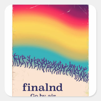 Finland retro vacation 'rainbow' poster print. square sticker