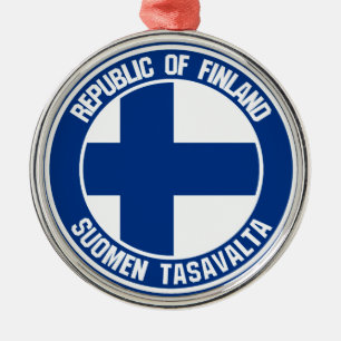 Finland Round Emblem Metal Tree Decoration