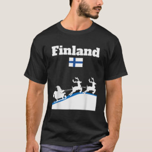 Finland Santa Claus sledge reindeers Finland flag  T-Shirt