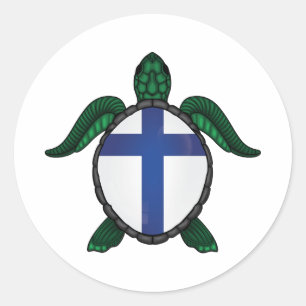 Finland sea turtle flag classic round sticker