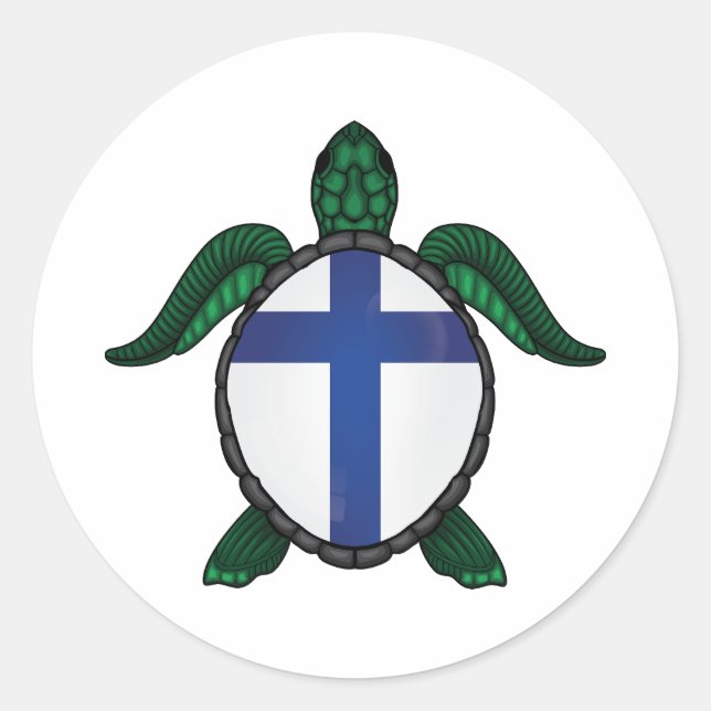 Finland sea turtle flag classic round sticker (Front)