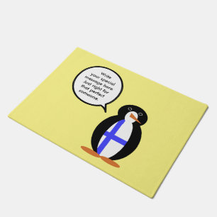 Finland Talking Ms. Penguin Personalised Doormat