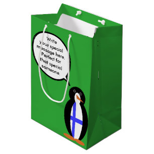 Finland Talking Ms. Penguin Personalised  Medium Gift Bag