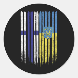 Finland Ukraine Finnish Ukrainian Flag Classic Round Sticker
